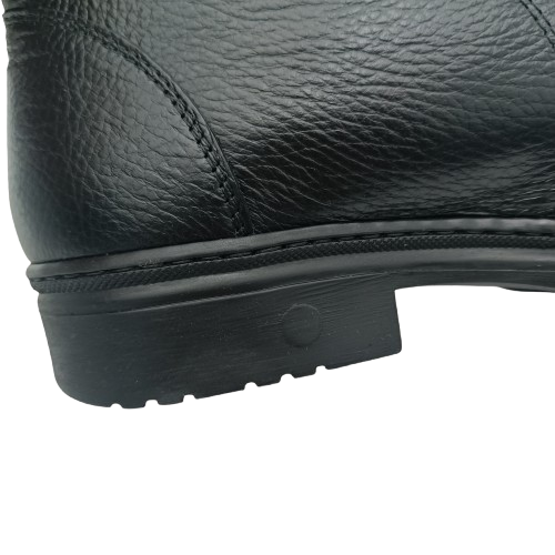 Scarpe Polacchina Polacco nera in pelle di vitello made in Italy, artigianale, suola in gomma antiscivolo