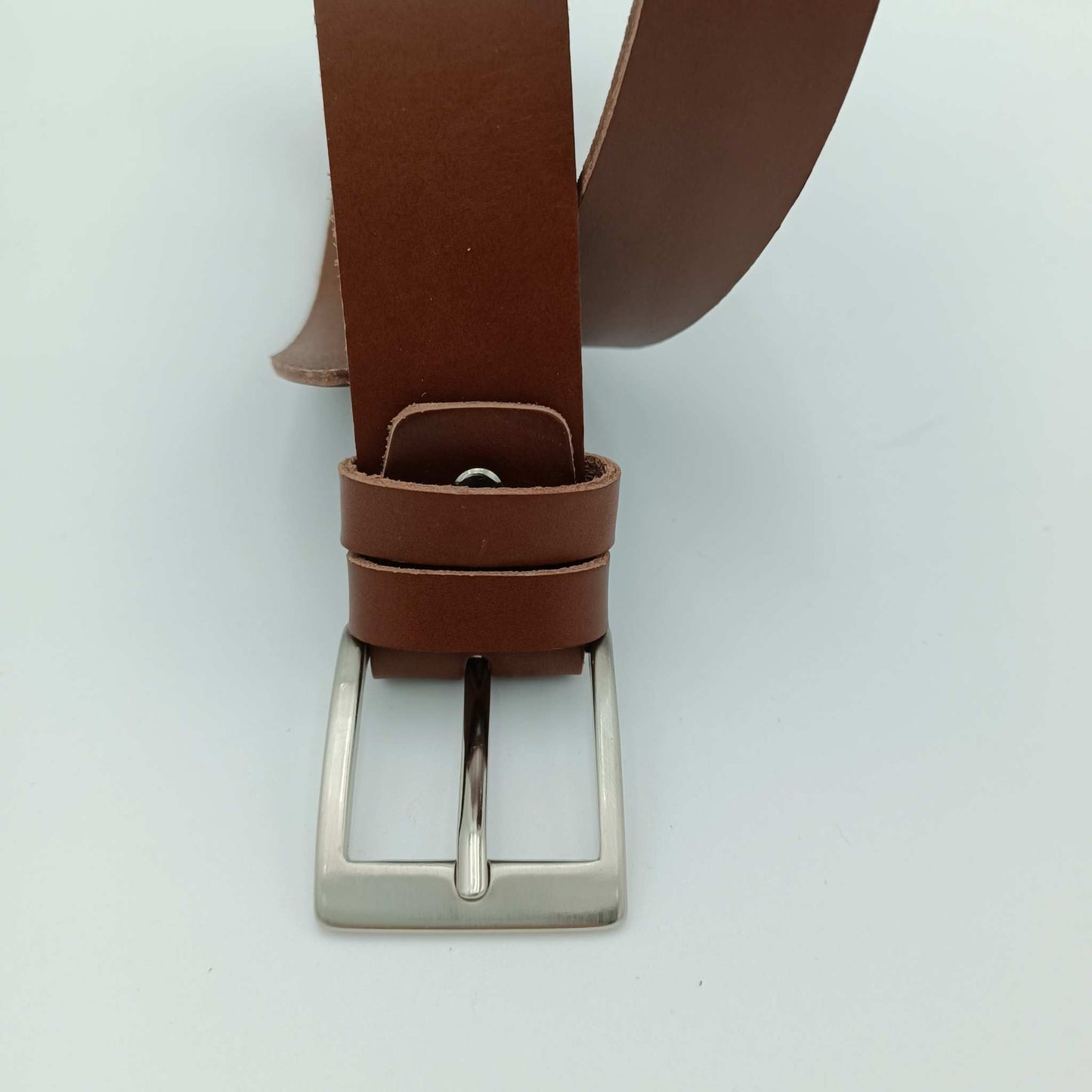 Cintura Cuoio Marrone artigianale in vero cuoio toscano per abbigliamento casual e sportivo uomo e donna, altezza 4cm, spessore 3mm