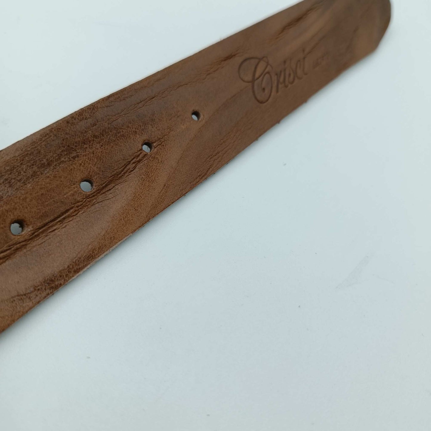 Cintura Cuoio marrone stampato in vera pelle Toscana, alta 4 cm e spessa 3 mm, stile casual e sportivo unisex