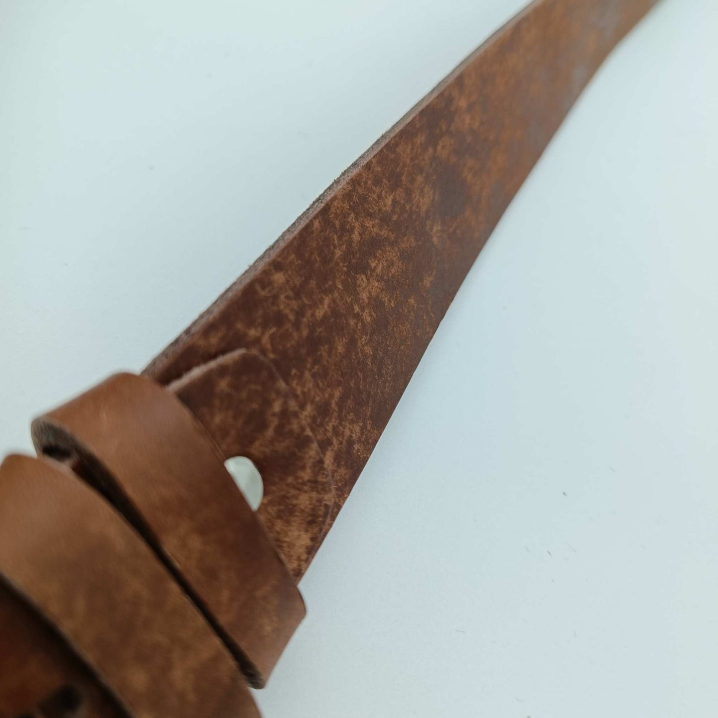 Cintura Cuoio striato marrone in vero Cuoio Toscano, artigianale, 4 cm altezza, 3 mm spessore