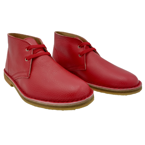 Scarpe Polacchina Polacco Vera Pelle made in Italy. Vitello rosso (art. P4)