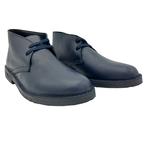 Scarpe Polacchina Polacco Vera Pelle made in Italy. Vitello blu (art. P4)