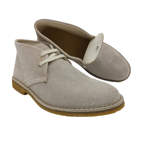 Scarpe Polacchina Polacco Vera Pelle made in Italy. Forata Tortora (art. P6)