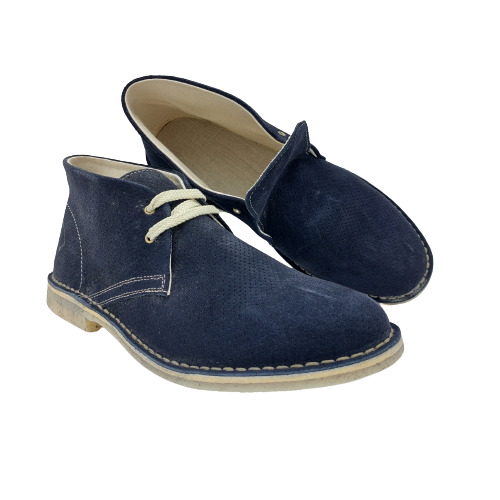 Scarpe Polacchina Polacco Vera Pelle made in Italy. Forata Blu (art. P6)