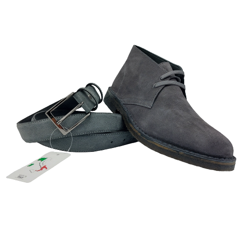 Polacchina grigia con cintura in camoscio grigia abbinata