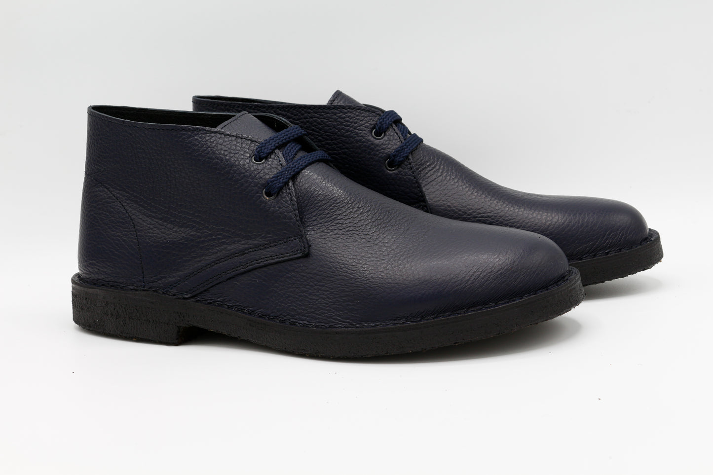 Scarpe Polacchina Polacco Vera Pelle made in Italy. Vitello blu (art. P4)