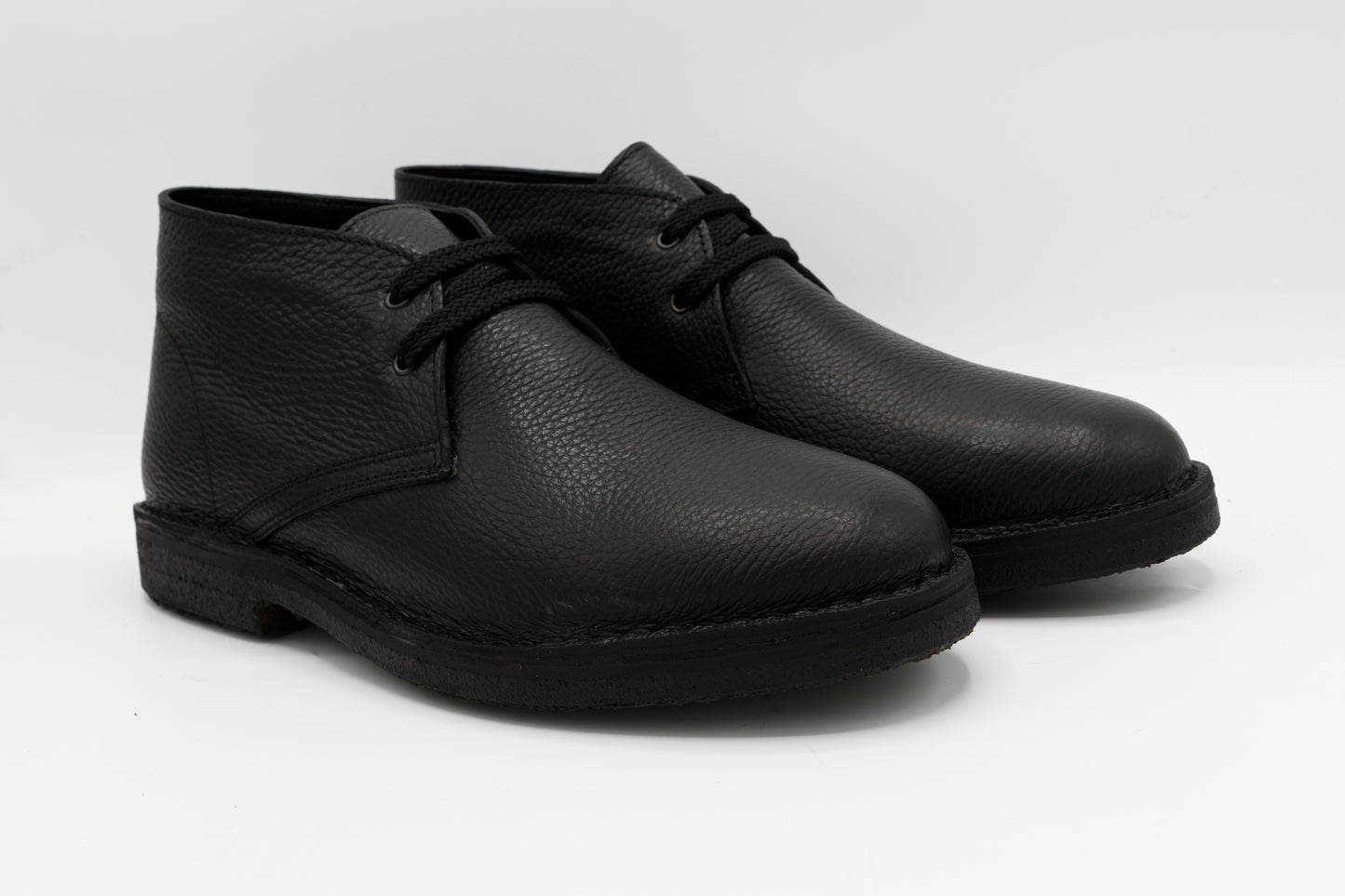 Scarpe Polacchina Polacco Vera Pelle made in Italy. Vitello montone nero (art. P5)
