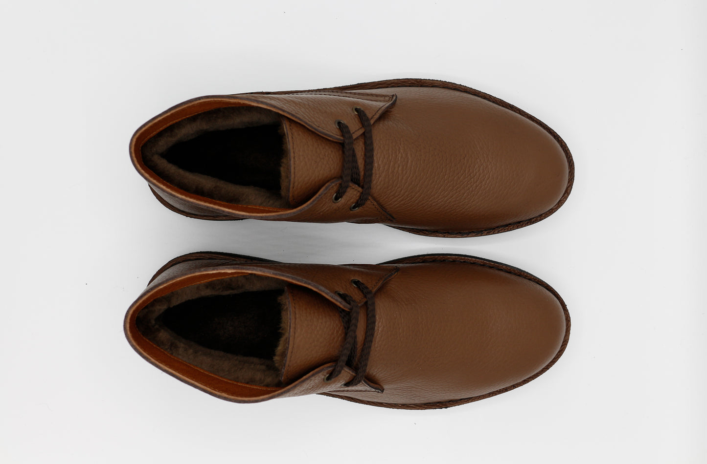 Scarpe Polacchina Polacco Vera Pelle made in Italy. Vitello montone marrone (art. P5)