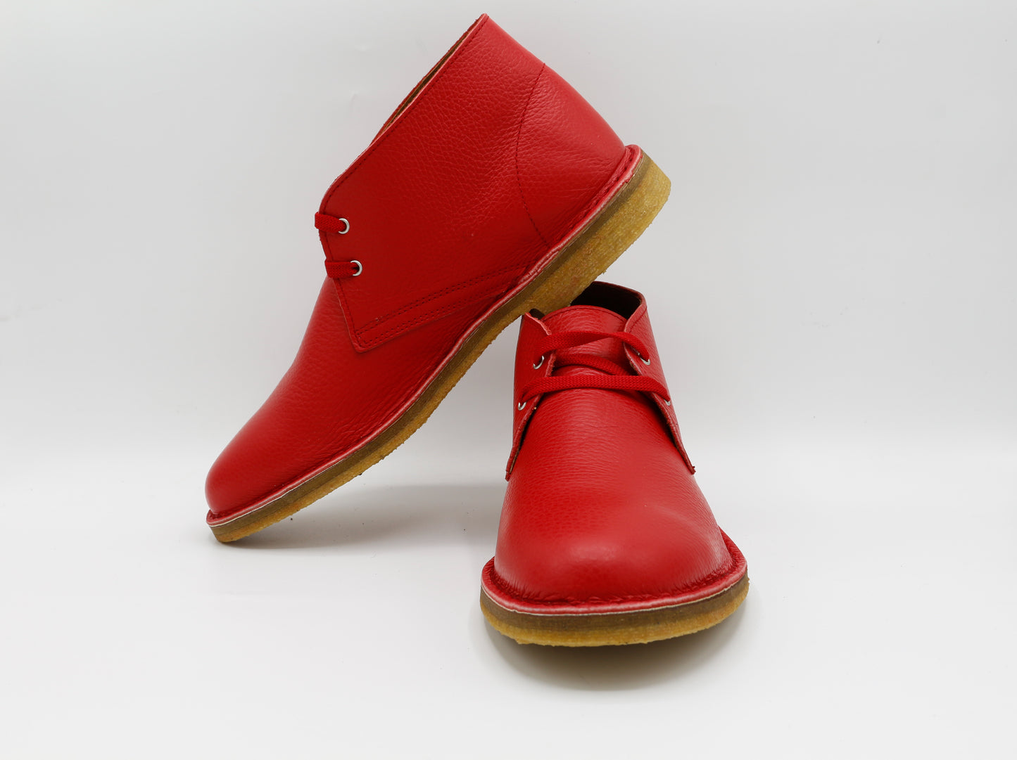 Scarpe Polacchina Polacco Vera Pelle made in Italy. Vitello rosso (art. P4)