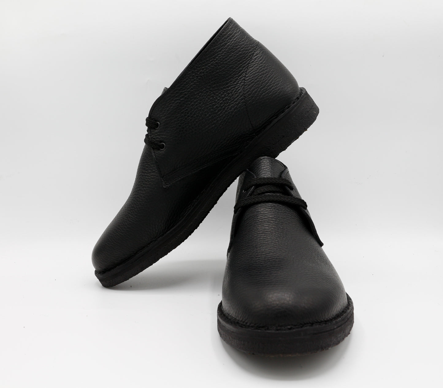 Scarpe Polacchina Polacco Vera Pelle made in Italy. Vitello montone nero (art. P5)