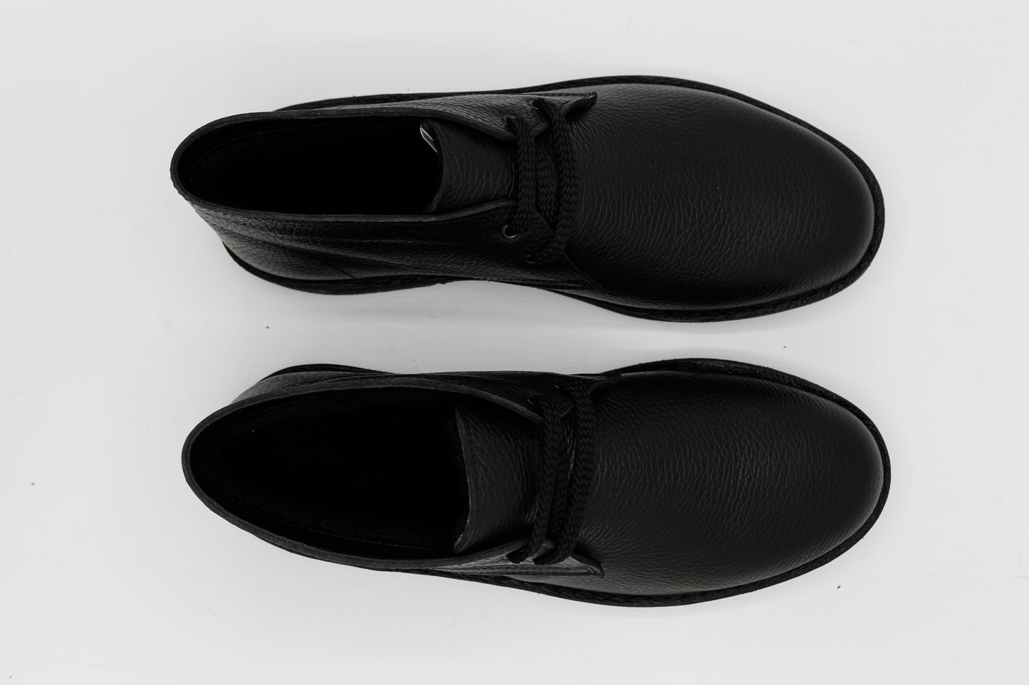 Scarpe Polacchina Polacco Vera Pelle made in Italy. Vitello montone nero (art. P5)