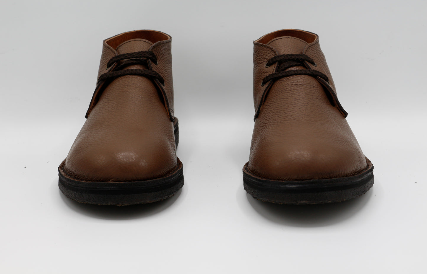 Scarpe Polacchina Polacco Vera Pelle made in Italy. Vitello montone marrone (art. P5)