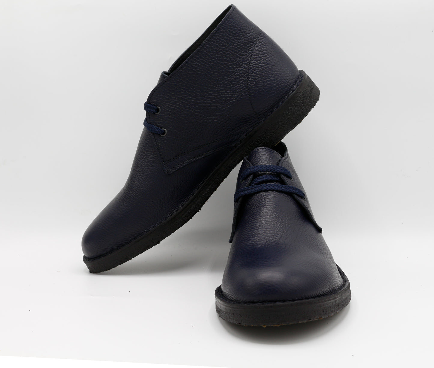 Scarpe Polacchina Polacco Vera Pelle made in Italy. Vitello blu (art. P4)