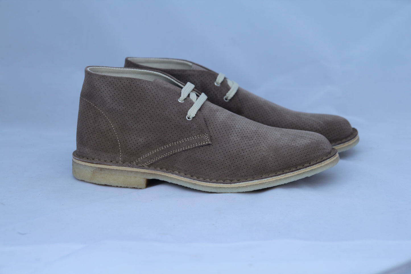Scarpe Polacchina Polacco Vera Pelle made in Italy. Forata Tortora (art. P6)