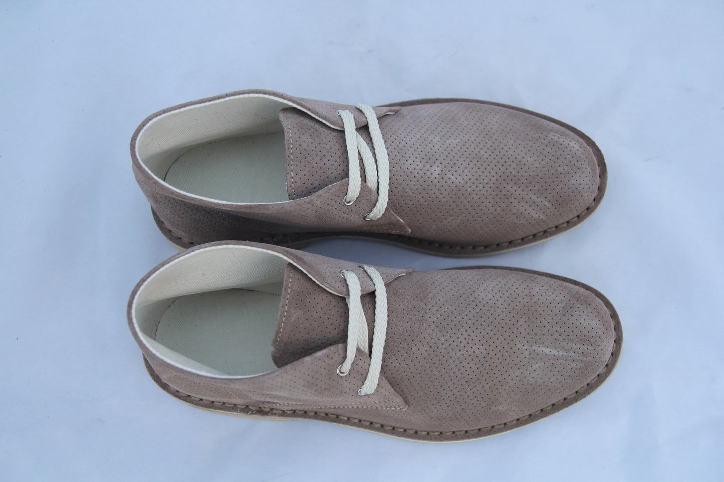 Scarpe Polacchina Polacco Vera Pelle made in Italy. Forata Tortora (art. P6)