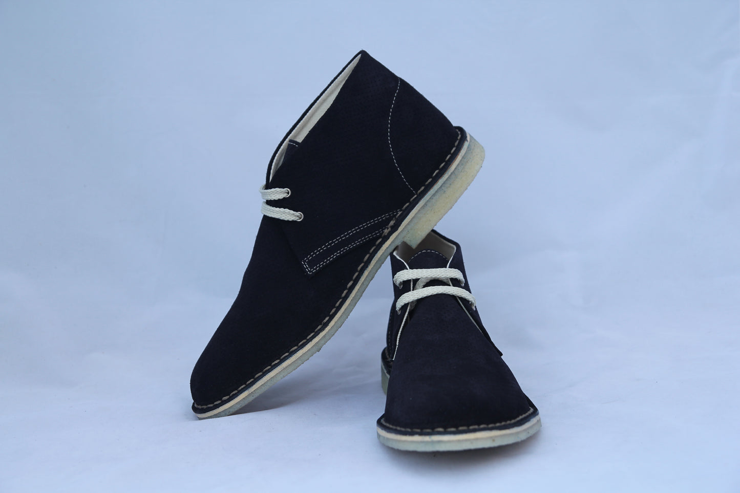 Scarpe Polacchina Polacco Vera Pelle made in Italy. Forata Blu (art. P6)